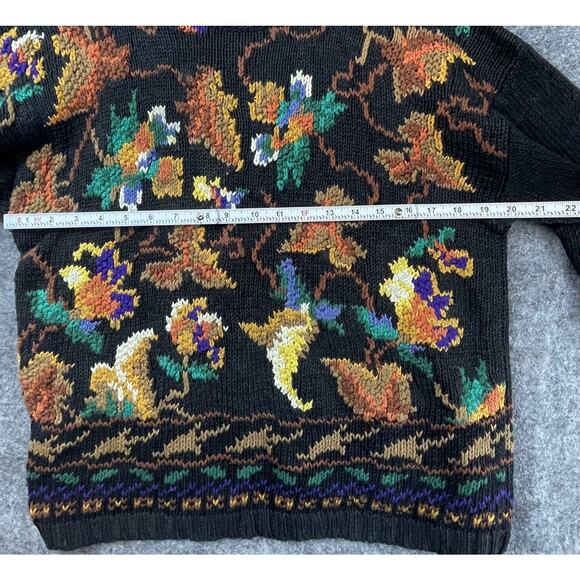 Vintage Reference Point Sweater Womens Large Black Autumnal 80s Granny Cottage - Picture 3 of 6